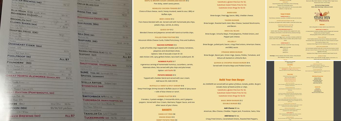 Strange Brew Tavern Menu