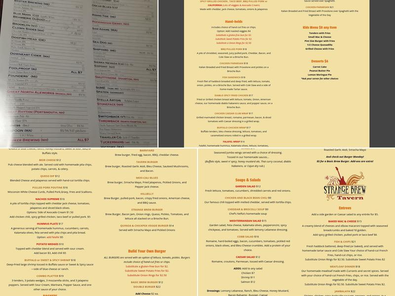 Strange Brew Tavern Menu