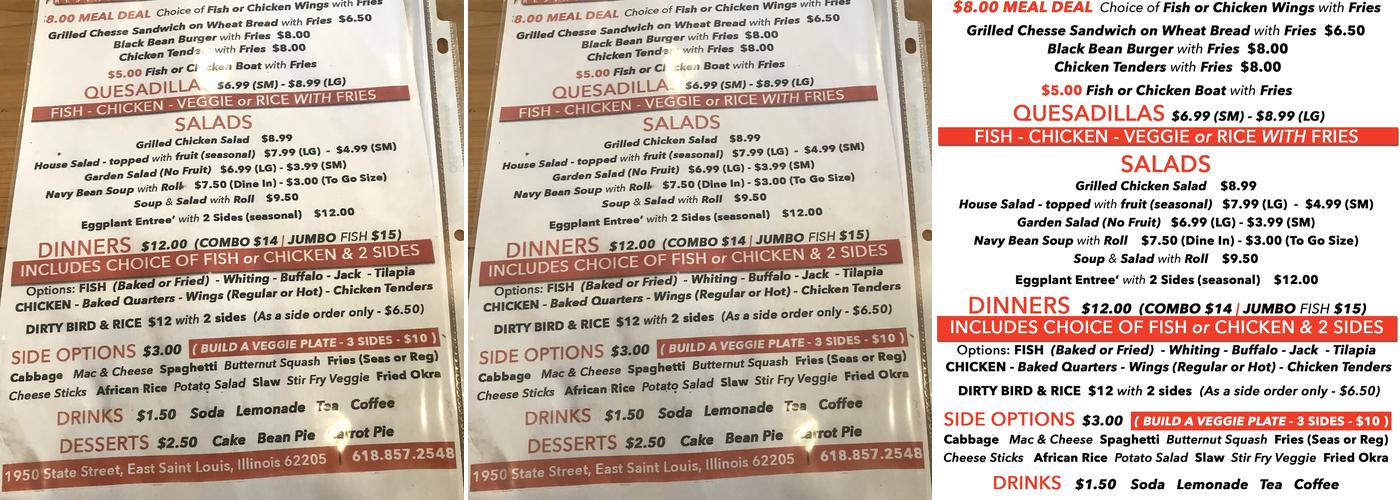 Eastside Express Restaurant Menu