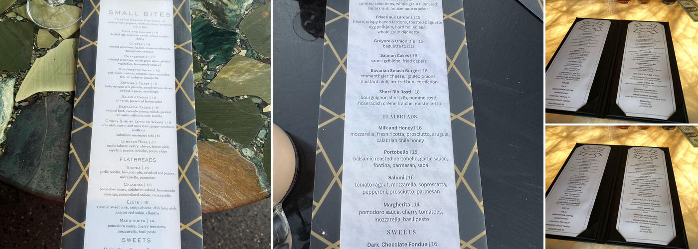 Assembly Rooftop Lounge Menu