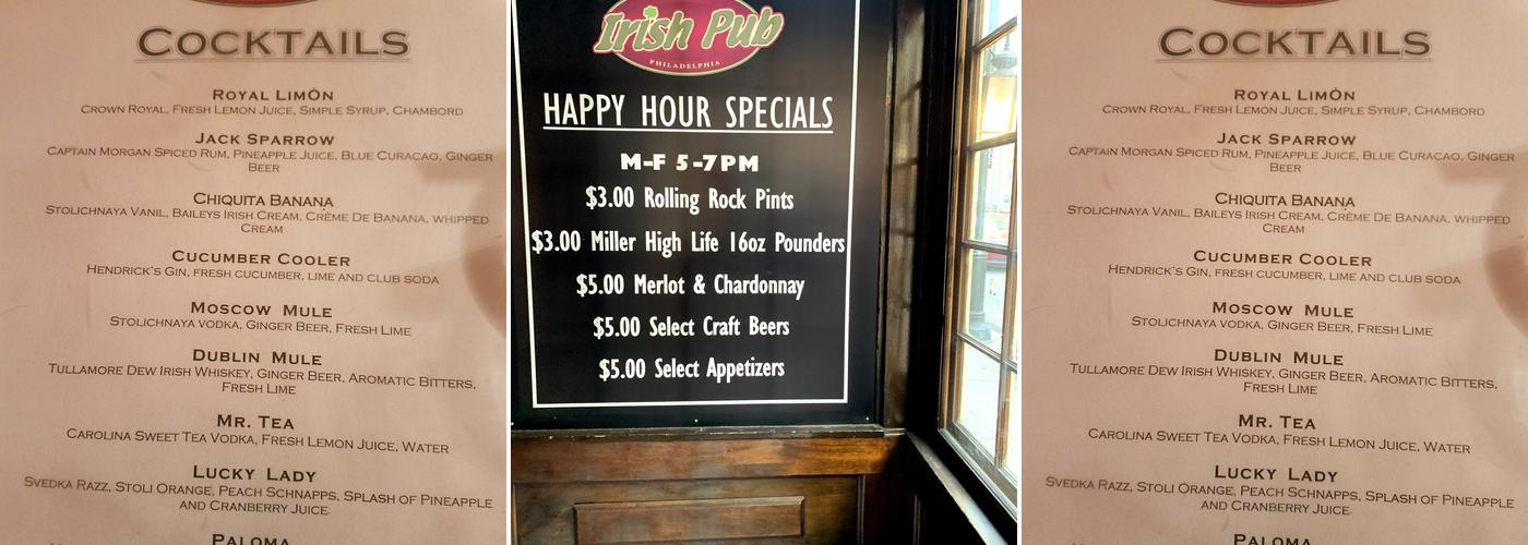 Irish Pub Menu