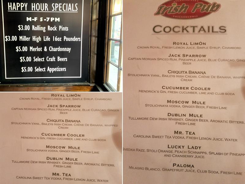 Irish Pub Menu