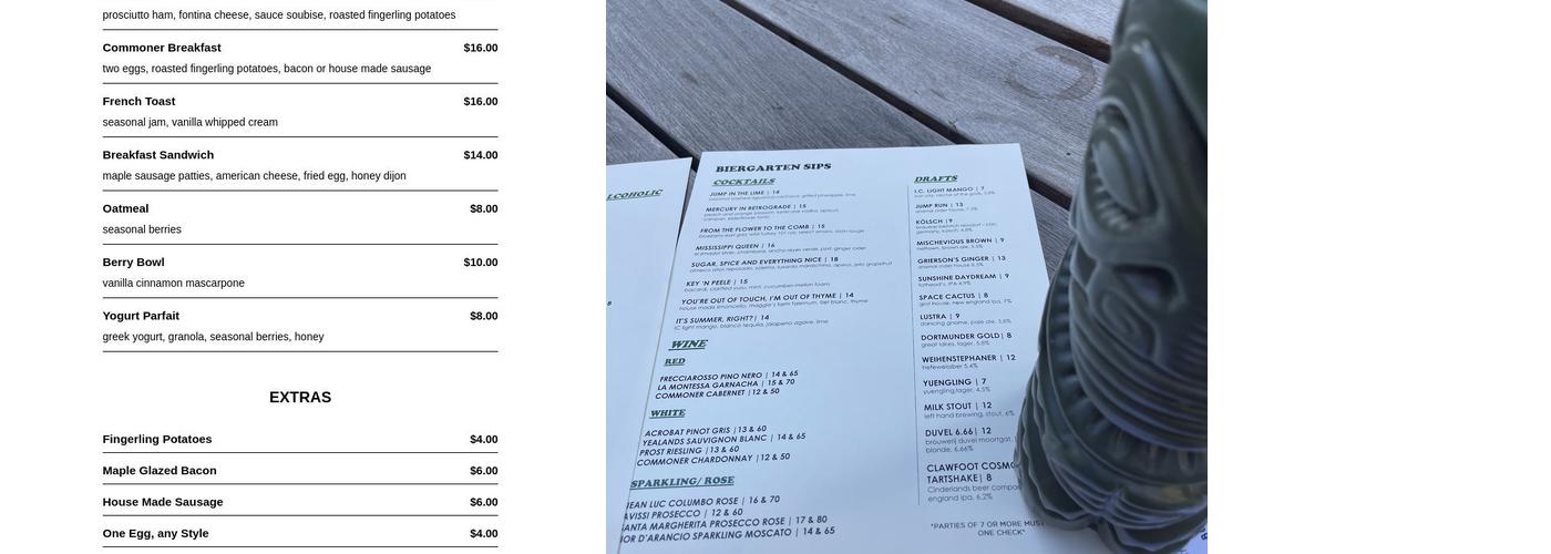 Biergarten Menu