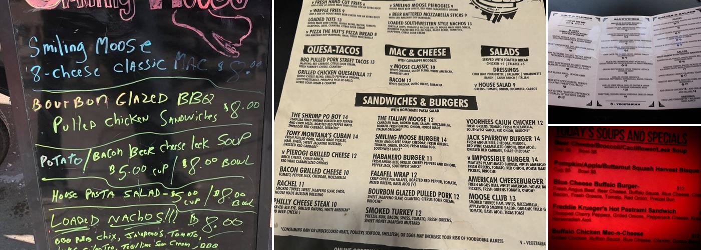 The Smiling Moose Menu