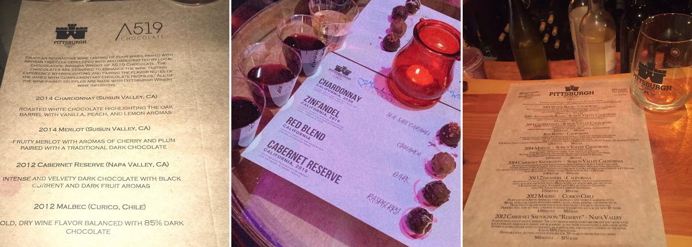Pittsburgh Winery Menu