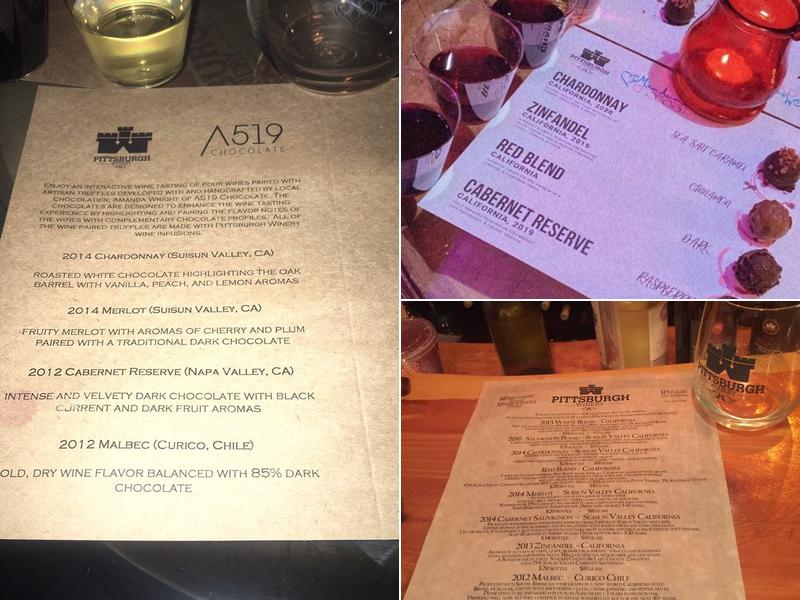 Pittsburgh Winery Menu