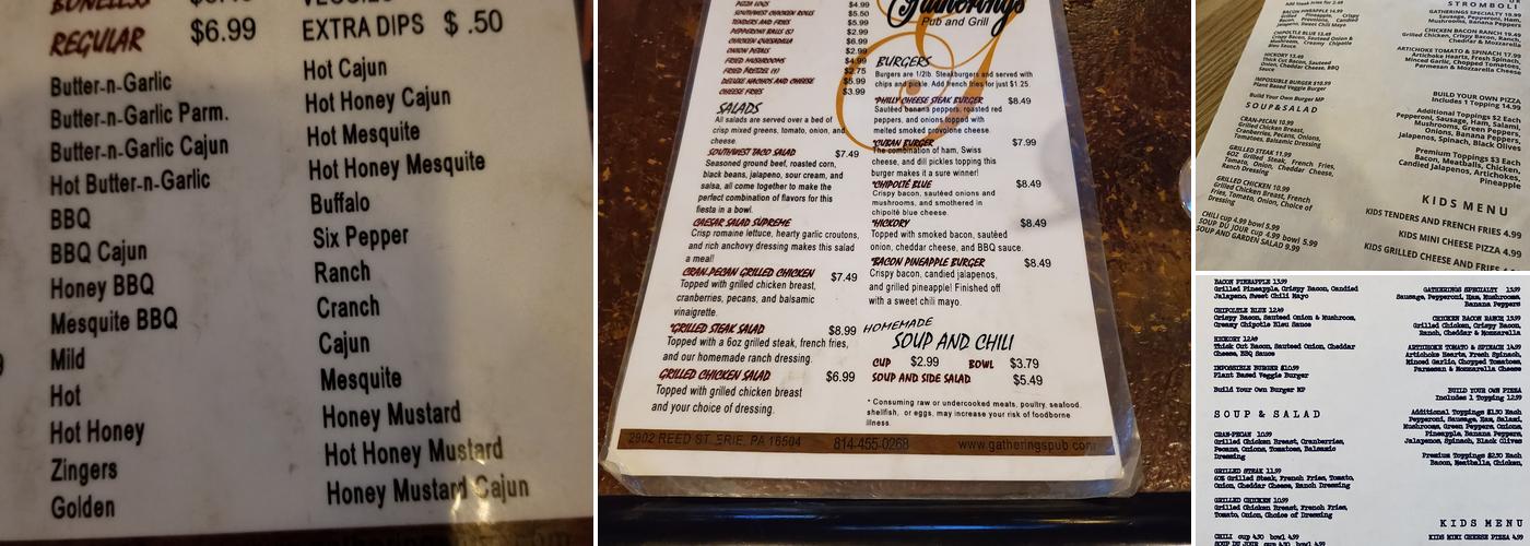 Gatherings Menu