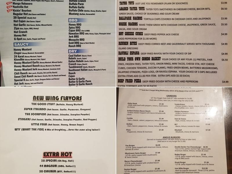 Red Fox Inn Menu