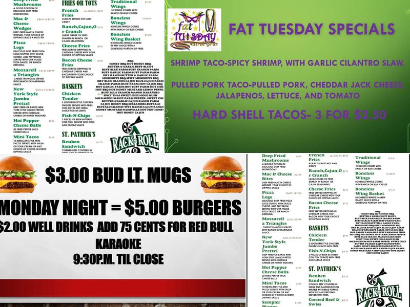 Rack & Roll Menu