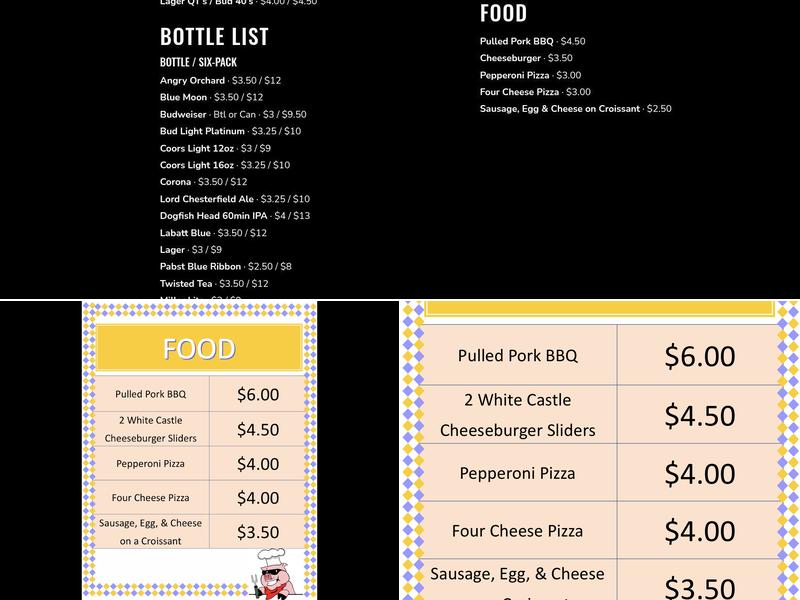 Jack's Pub Menu
