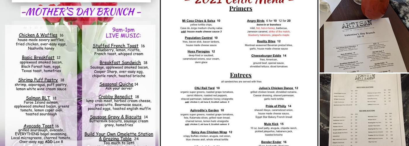 Artisan Wine and Cheese Cellars Menu