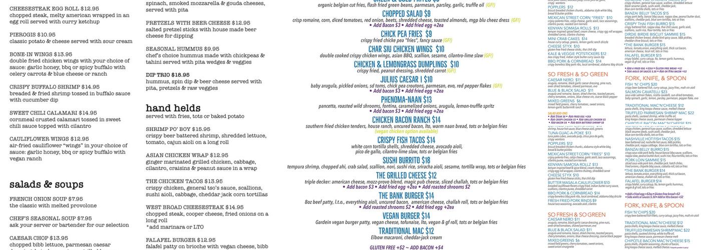 The MINT Gastropub Menu