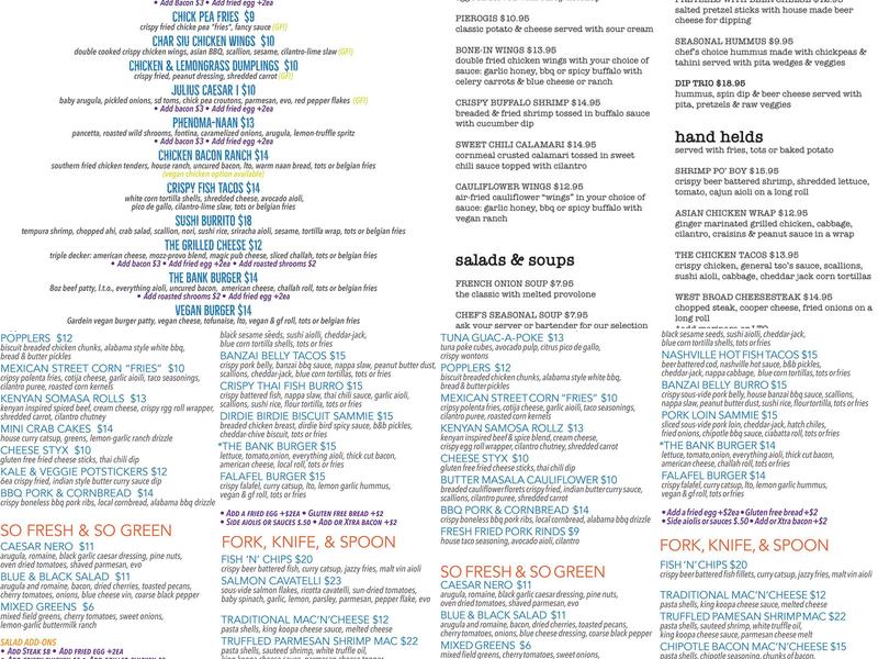 The MINT Gastropub Menu