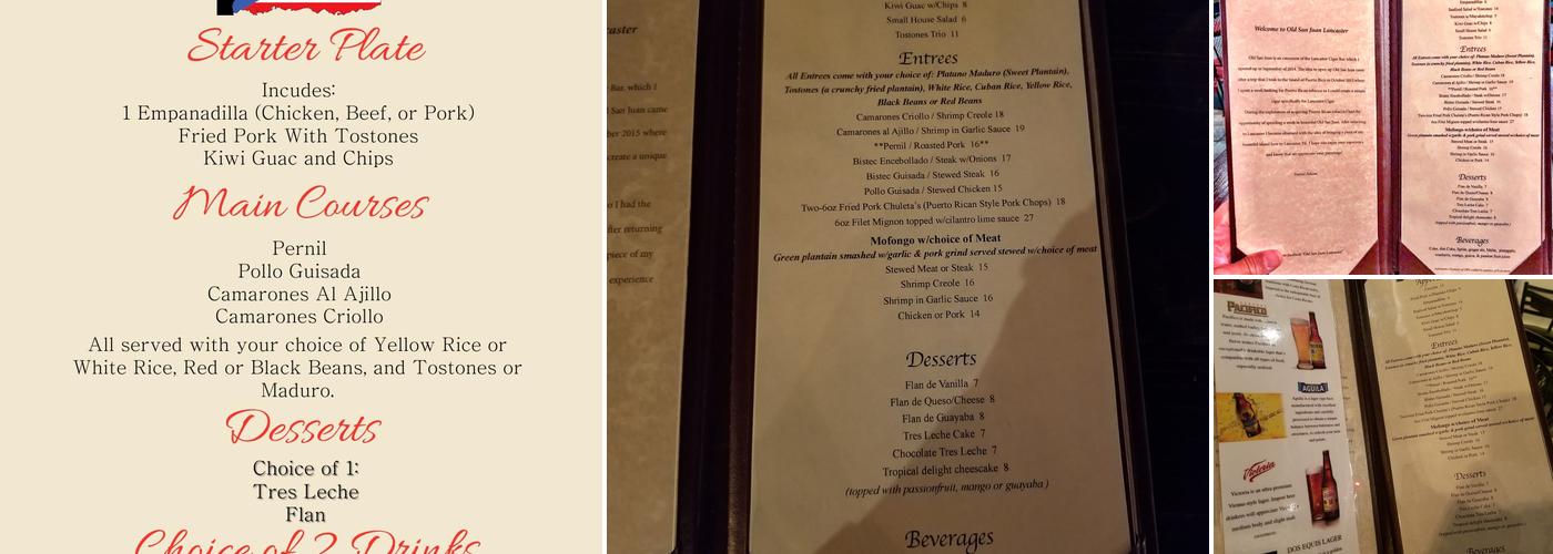 Old San Juan Menu