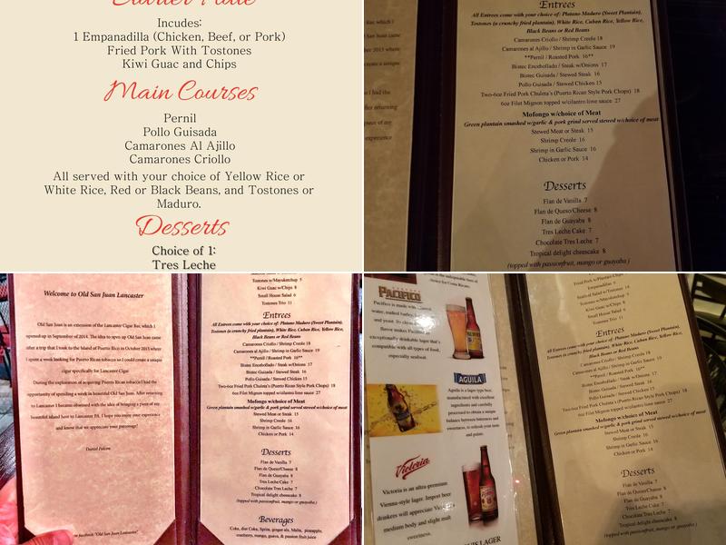 Old San Juan Menu