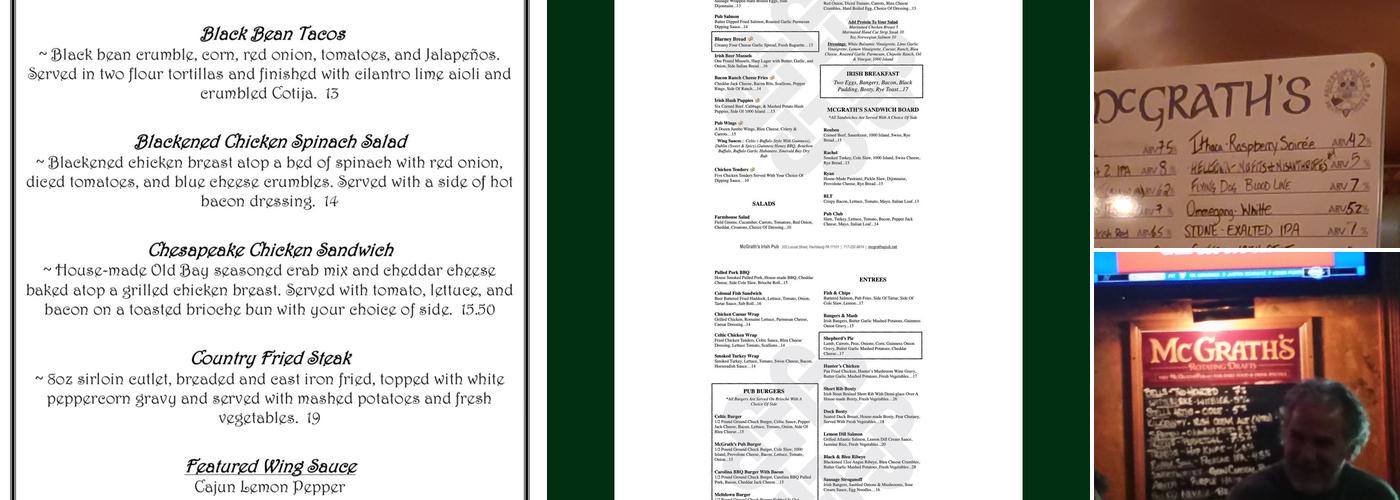 McGrath's Pub Menu