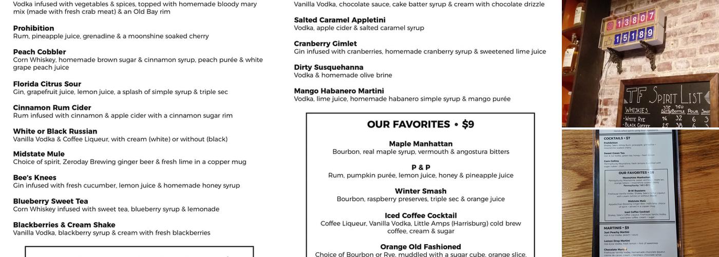Midstate Distillery Menu