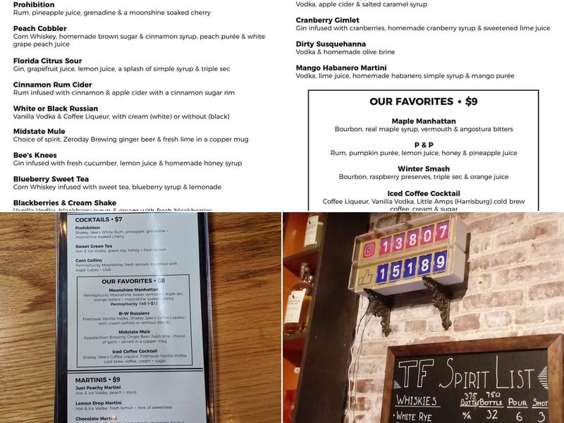 Midstate Distillery Menu