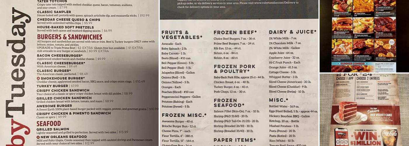 Ruby Tuesday Menu