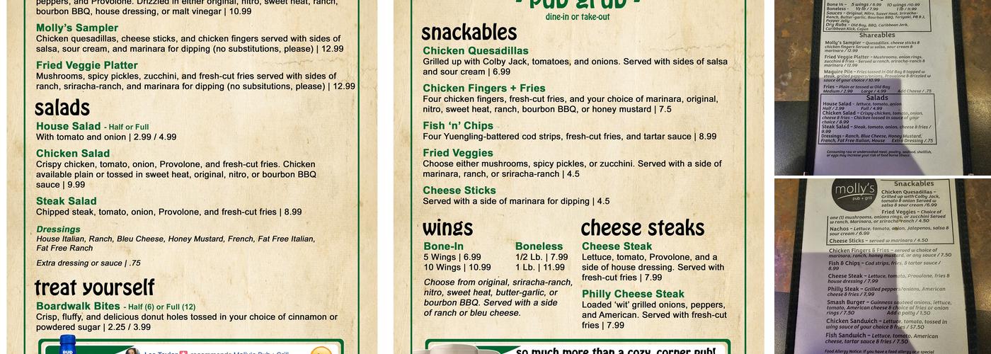 Molly Maguire's Menu