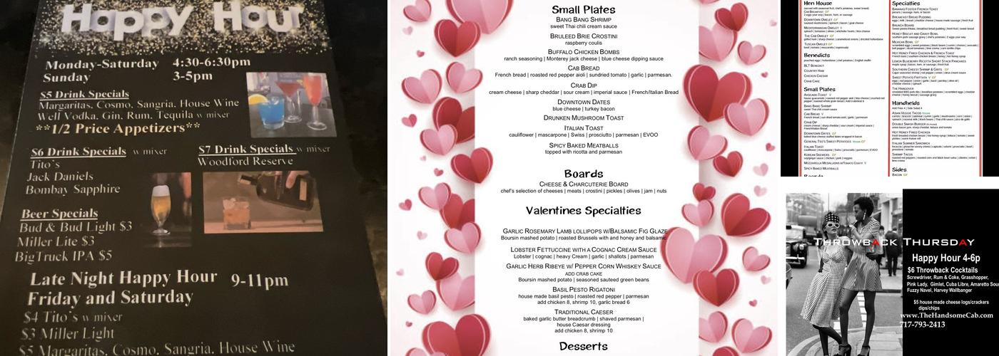 The Handsome Cab Menu