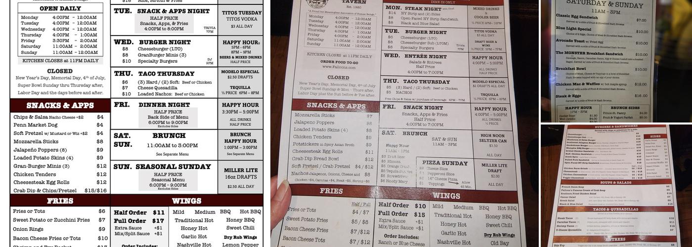 Granfalloons Tavern Menu