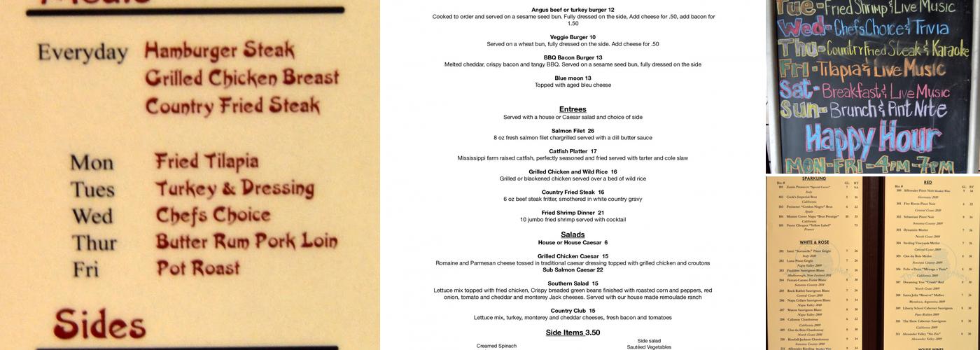 The Blue Monkey Menu