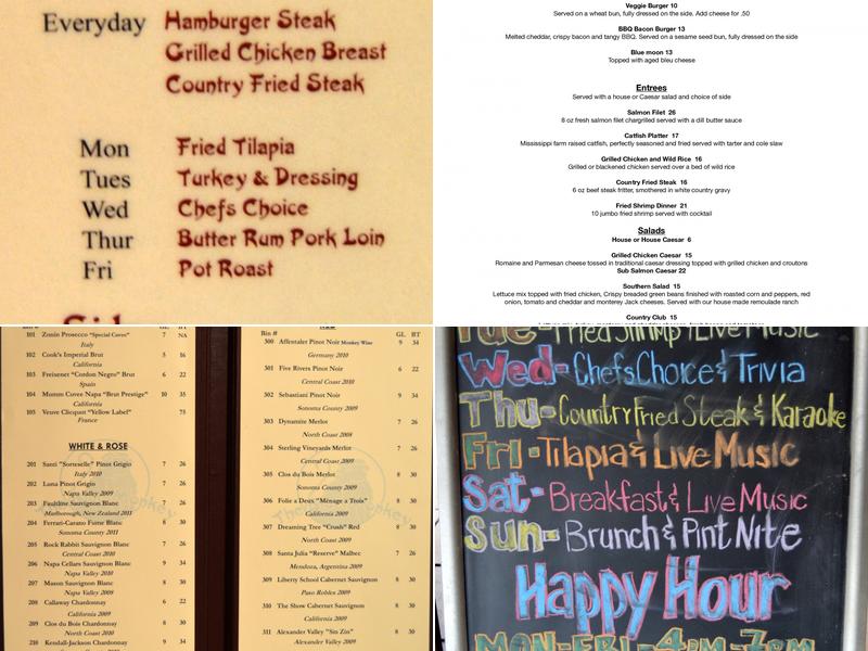 The Blue Monkey Menu