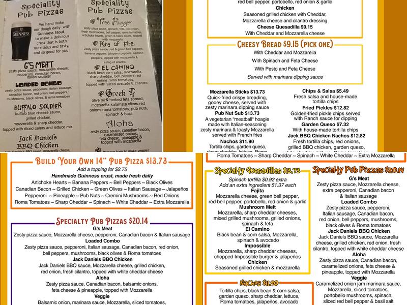 Preservation Pub Menu