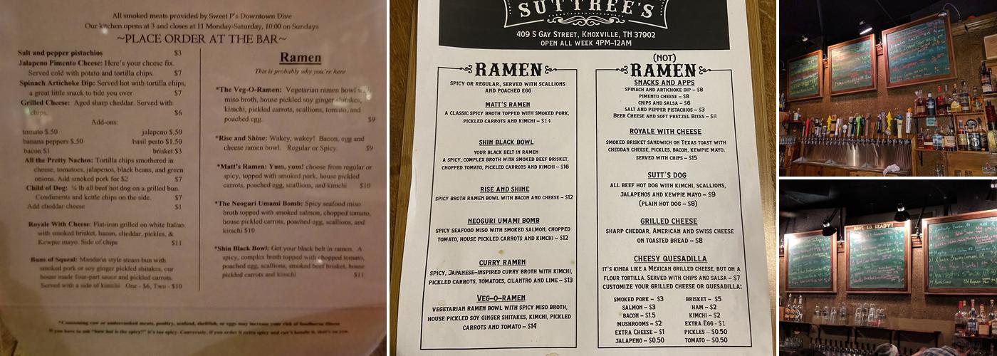 Suttree's High Gravity Tavern Menu
