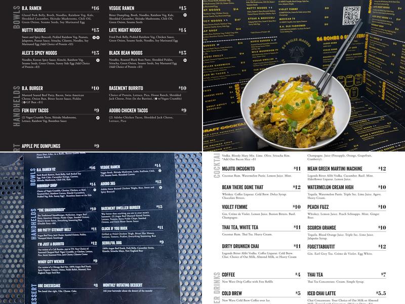 The Bitter Alibi Menu