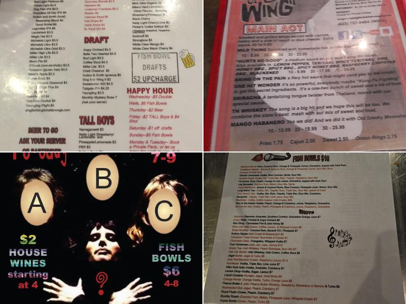 Sing It Or Wing It Menu