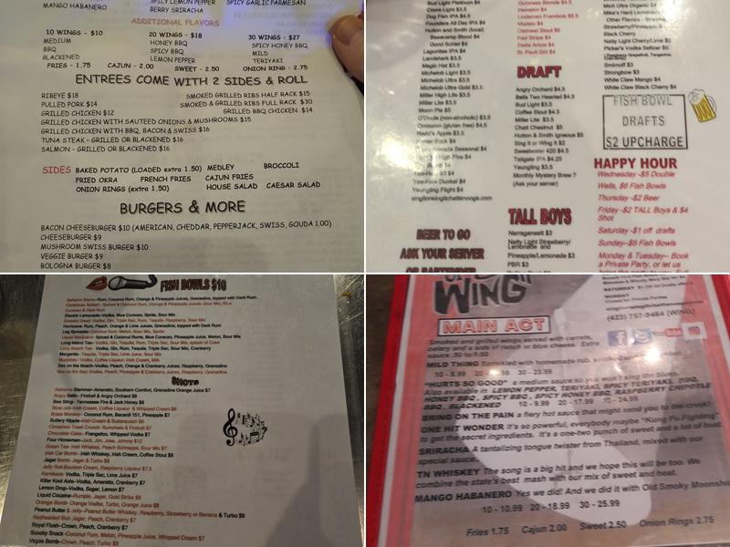 Sing It Or Wing It Menu