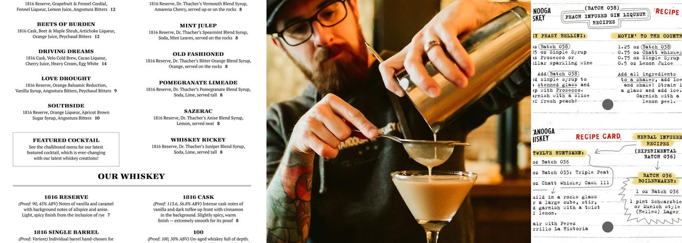 Chattanooga Whiskey Experimental Distillery Menu