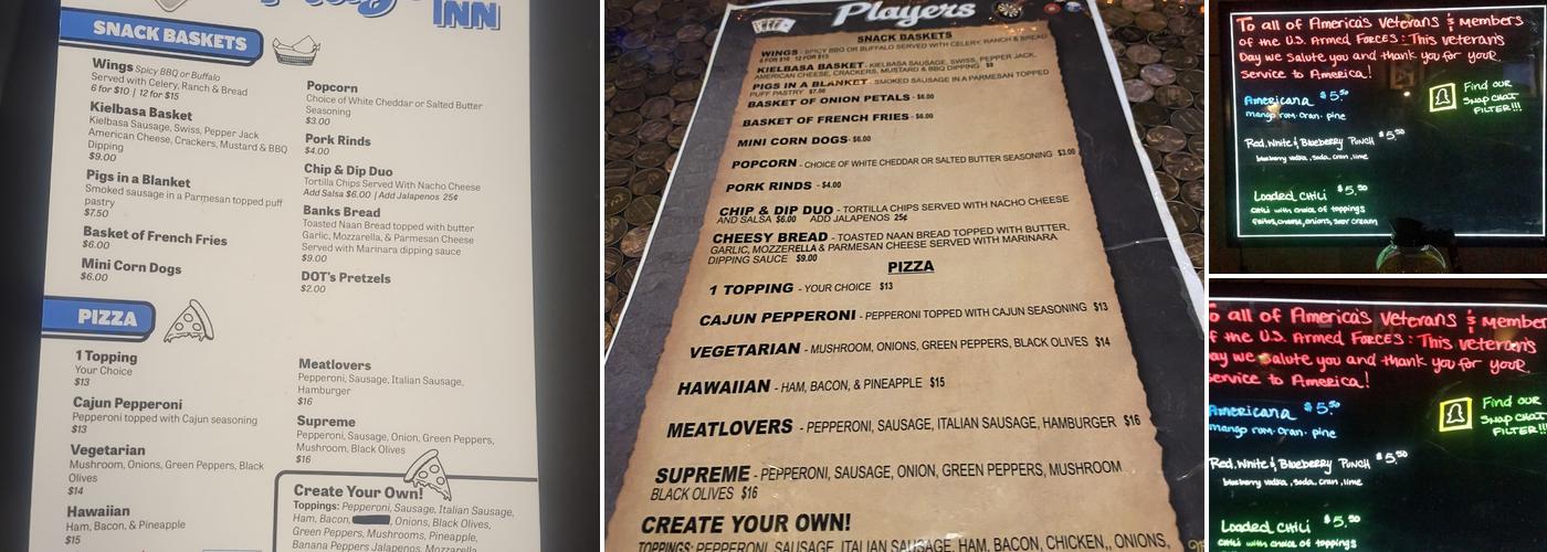 Players Inn Menu