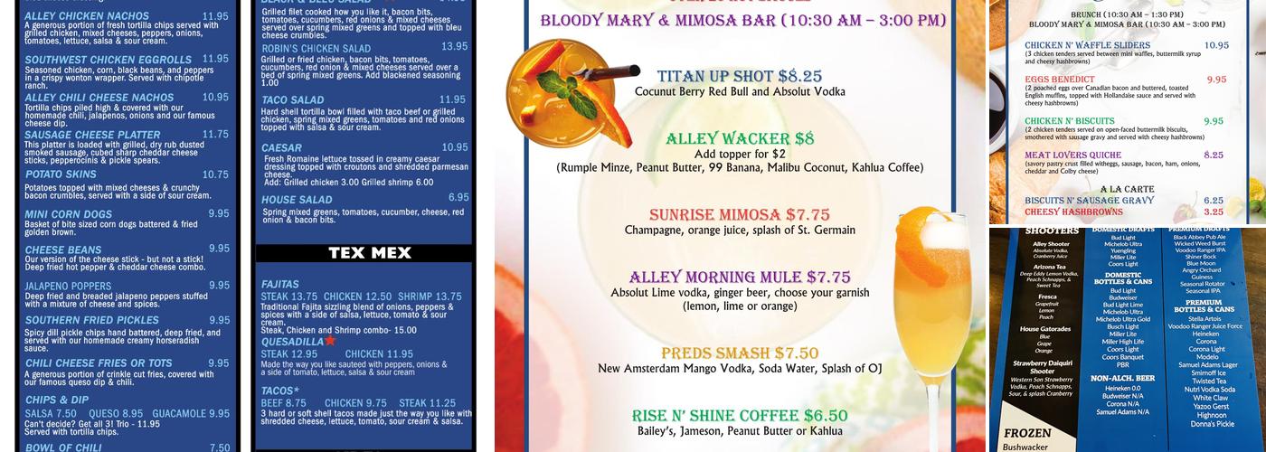Alley Pub Menu