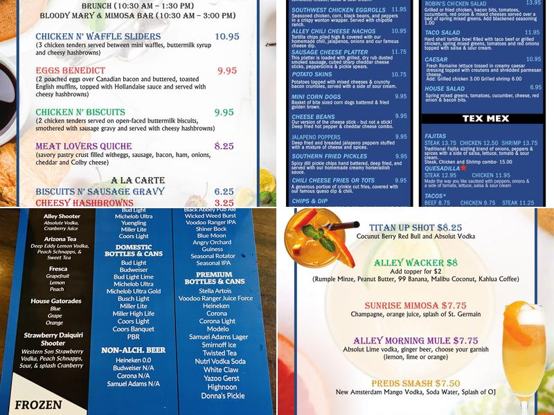 Alley Pub Menu