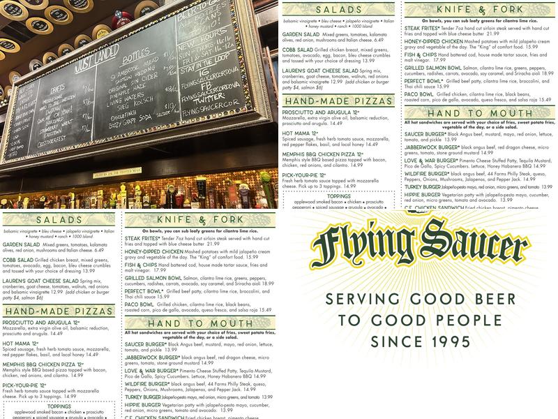 Flying Saucer Draught Emporium Menu