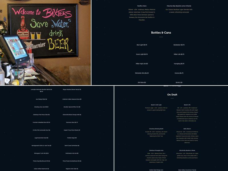 Baxter's Menu