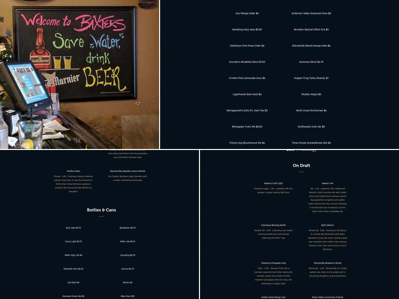 Baxter's Menu