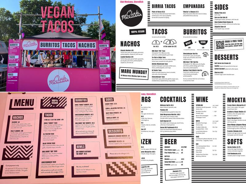 Club Mexicana, Kingly Court Menu