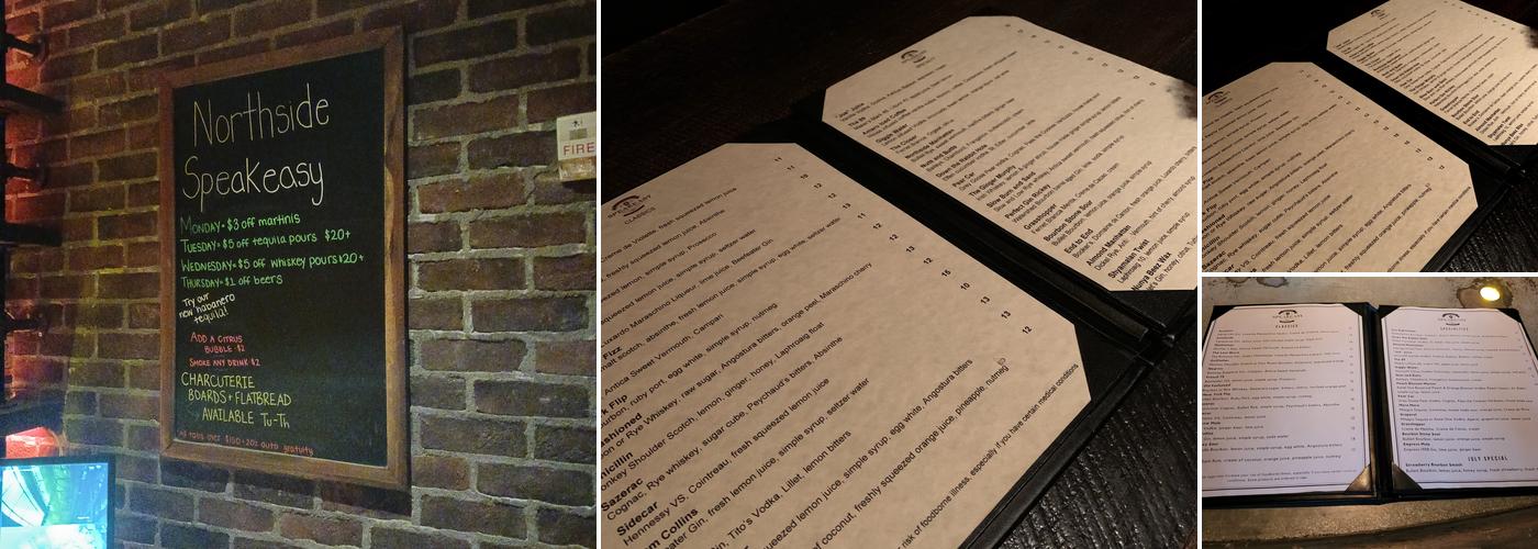 Northside Speakeasy Menu
