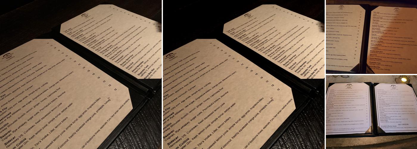 Northside Speakeasy Menu