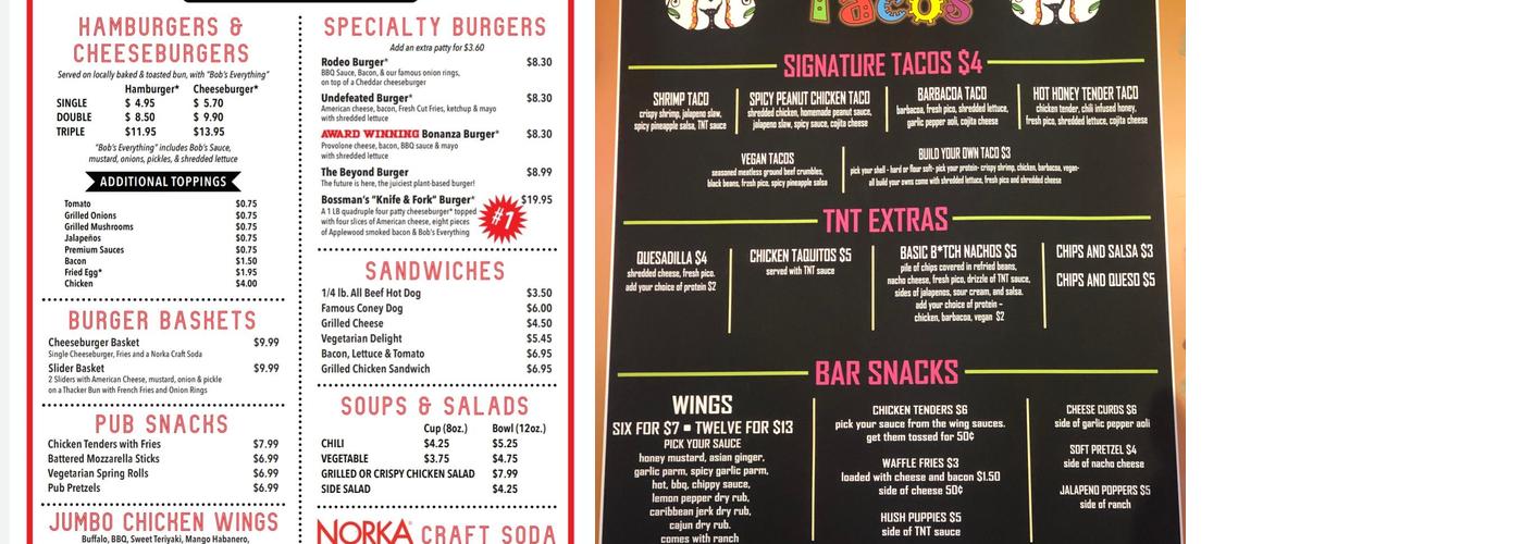 Ray's Pub Menu