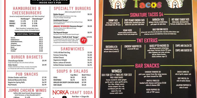Ray's Pub Menu