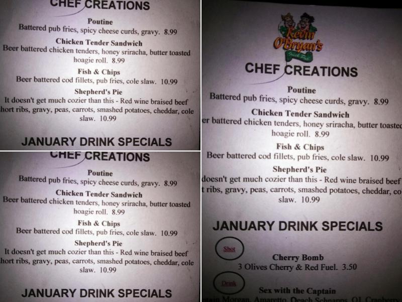 Kevin O'Bryan's Menu