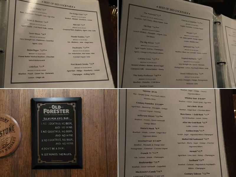 The Century Bar Menu
