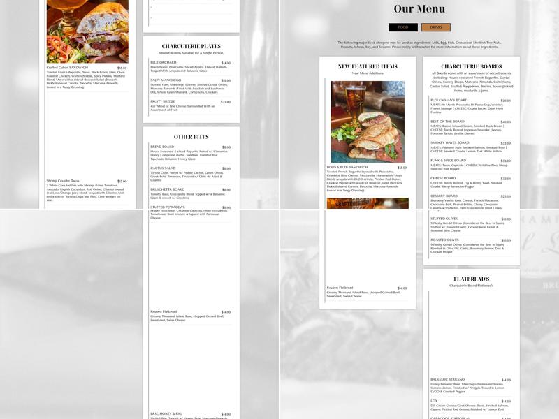 Crafted & Cured Menu