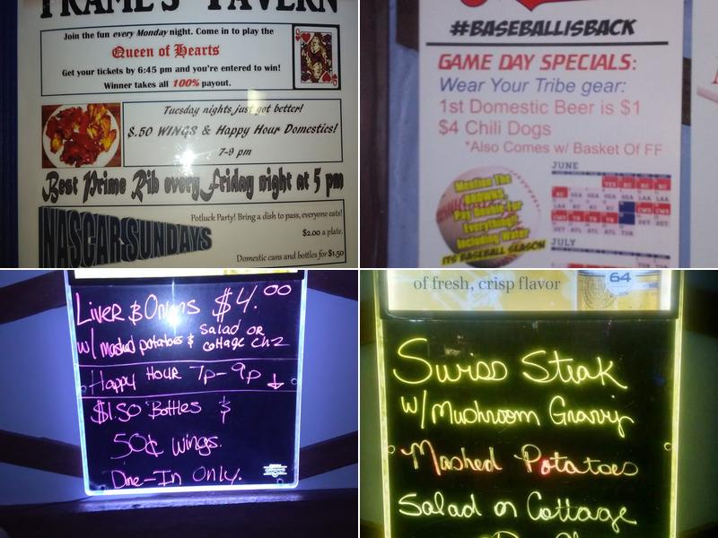 Frame's Tavern Menu