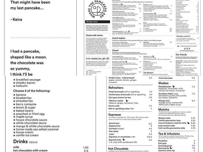 Where The Pancakes Are - Battersea Menu